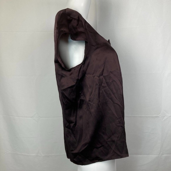 Classiques Entier Shirt Womens PM Petite Plum Purple Pleated 100% Silk Top Zip - Picture 3 of 10